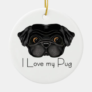 I Liebe Mein schwarzer Mops Niedlicher schwarzer M Keramikornament