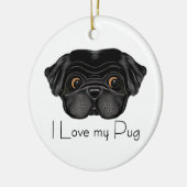 I Liebe Mein schwarzer Mops Niedlicher schwarzer M Keramikornament (Links)