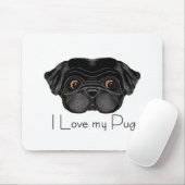 I Liebe Mein schwarzer Mops Niedlicher schwarzer M Mousepad (Mit Mouse)