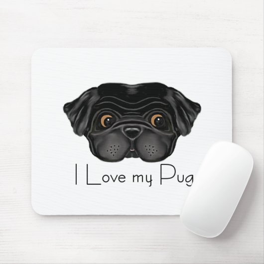 I Liebe Mein schwarzer Mops Niedlicher schwarzer M Mousepad (Mit Mouse)