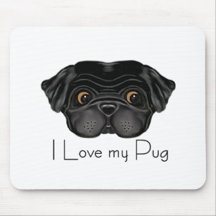 I Liebe Mein schwarzer Mops Niedlicher schwarzer M Mousepad