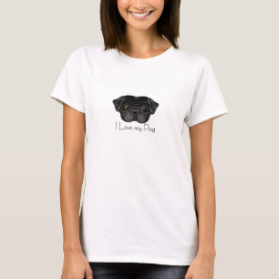 I Liebe Mein schwarzer Mops Niedlicher schwarzer M T-Shirt
