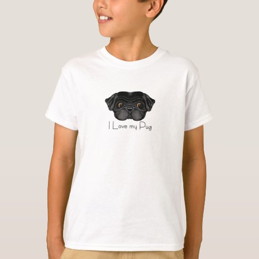 I Liebe Mein schwarzer Mops Niedlicher schwarzer M T-Shirt (Vorderseite)