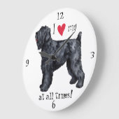 I Liebe mein schwarzer russischer Terrier Große Wanduhr (Winkel)