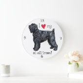 I Liebe mein schwarzer russischer Terrier Große Wanduhr (Zuhause)