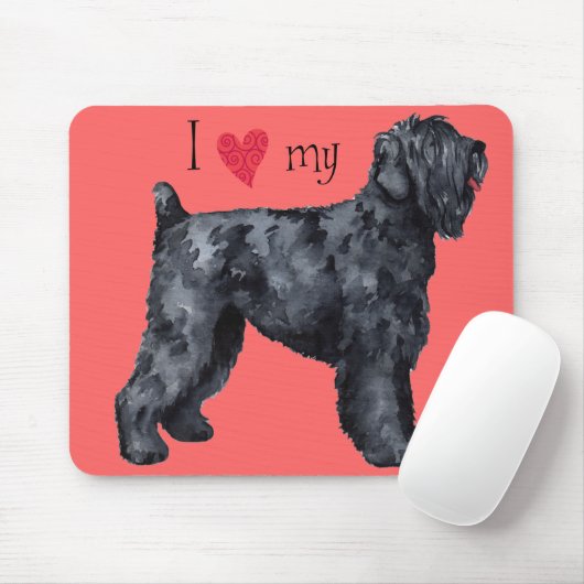 I Liebe mein schwarzer russischer Terrier Mousepad (Mit Mouse)