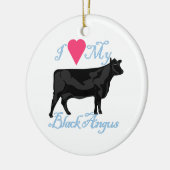 I Liebe mein schwarzes Angus Keramikornament (Links)