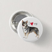 I Liebe mein schwedisches Vallhund Button (Vorne & Hinten)
