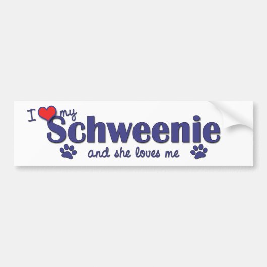 I Liebe mein Schweenie (weiblicher Hund) Autoaufkleber (Vorne)