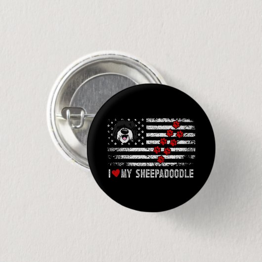 I Liebe Mein Sheepadoodle Niedlicher Hundebesitzer Button (Vorne & Hinten)