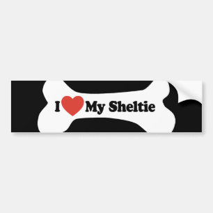 I Liebe mein Sheltie - Hundeknochen Autoaufkleber