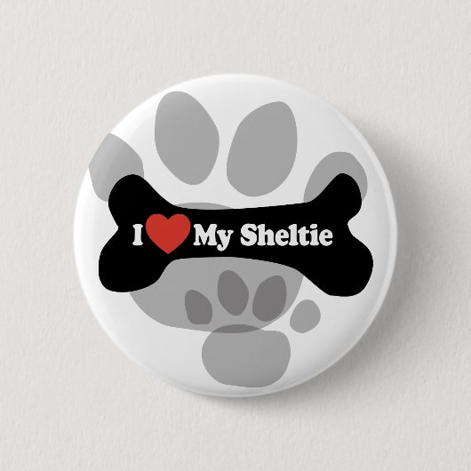 I Liebe mein Sheltie - Hundeknochen Button (Vorderseite)