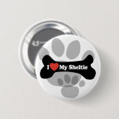 I Liebe mein Sheltie - Hundeknochen Button (Vorne & Hinten)