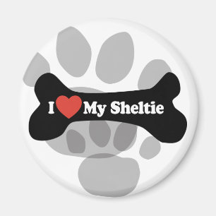 I Liebe mein Sheltie - Hundeknochen Magnet