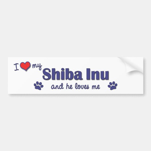 I Liebe mein Shiba Inu (männlicher Hund) Autoaufkleber (Vorne)