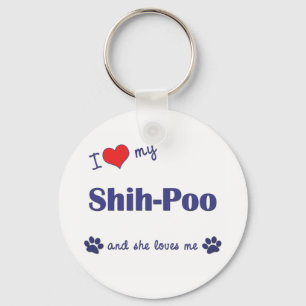 I Liebe mein Shih-Poo (weiblicher Hund) Schlüsselanhänger