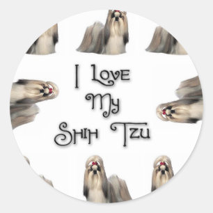 I Liebe mein Shih Tzu Runder Aufkleber