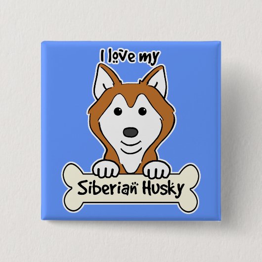 I Liebe mein sibirischer Schlittenhund Button (Vorderseite)