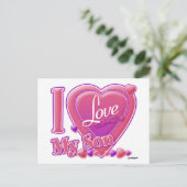 I Liebe Mein Sohn rosa/lila - Herz Postkarte (Stehend Vorderseite)