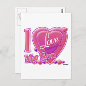 I Liebe Mein Sohn rosa/lila - Herz Postkarte