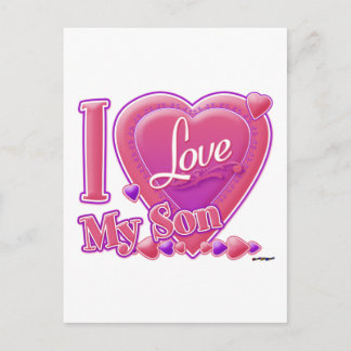 I Liebe Mein Sohn rosa/lila - Herz Postkarte
