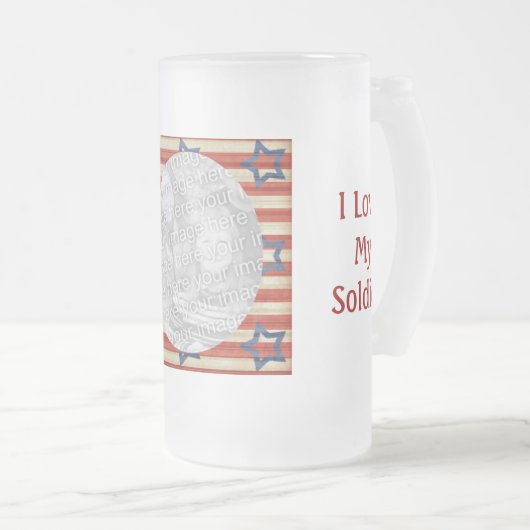 I Liebe mein Soldat-kundenspezifisches Foto Mattglas Bierglas (VorderseiteRechts)