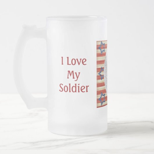 I Liebe mein Soldat-kundenspezifisches Foto Mattglas Bierglas (Links)