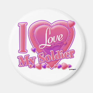 I Liebe Mein Soldat rosa/lila - Herz Magnet