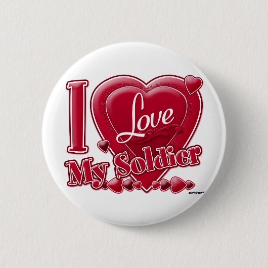 I Liebe Mein Soldat rot - Herz Button (Vorderseite)