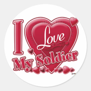 I Liebe Mein Soldat rot - Herz Runder Aufkleber