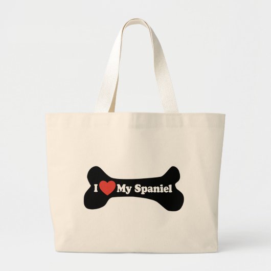 I Liebe mein Spaniel - Hundeknochen Jumbo Stoffbeutel (Vorne)