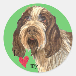 I Liebe mein Spinone Italiano Runder Aufkleber