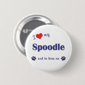 I Liebe mein Spoodle (männlicher Hund) Button (Vorne & Hinten)