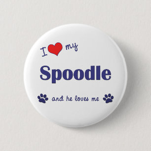 I Liebe mein Spoodle (männlicher Hund) Button