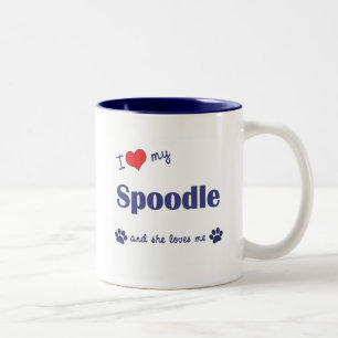I Liebe mein Spoodle (weiblicher Hund) Zweifarbige Tasse
