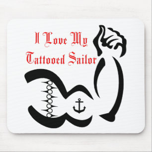 I Liebe mein Tattoed Seemann Mousepad