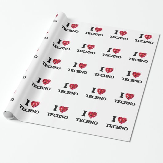 I Liebe mein TECHNO Geschenkpapier (Ungerollt)