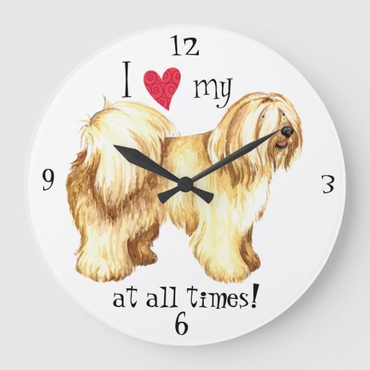 I Liebe mein tibetanischer Terrier Große Wanduhr (Vorderseite)