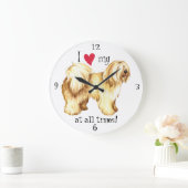 I Liebe mein tibetanischer Terrier Große Wanduhr (Zuhause)
