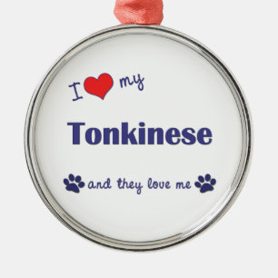 I Liebe mein Tonkinese (mehrfache Katzen) Silbernes Ornament