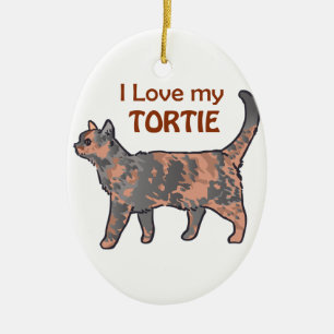 I Liebe mein Tortie Keramik Ornament