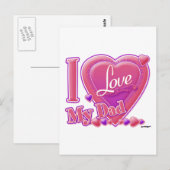 I Liebe Mein Vater rosa/lila - Herz Postkarte (Vorne/Hinten)