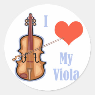 I Liebe mein Viola Runder Aufkleber