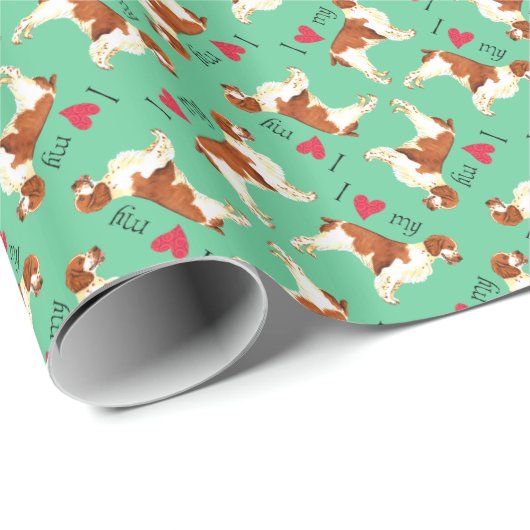 I Liebe mein WaliserSpringerSpaniel Geschenkpapier (Rolleneckpunkt)