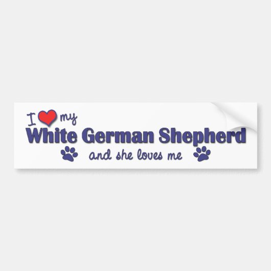 I Liebe mein weißer Schäferhund (weiblicher Hund) Autoaufkleber (Vorne)