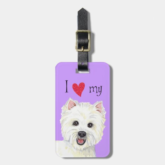 I Liebe mein Westie Gepäckanhänger (Vorderseite vertikal)