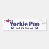 I Liebe mein Yorkie Poo (weiblicher Hund) Autoaufkleber (Vorne)