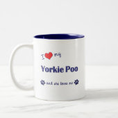 I Liebe mein Yorkie Poo (weiblicher Hund) Zweifarbige Tasse (Links)
