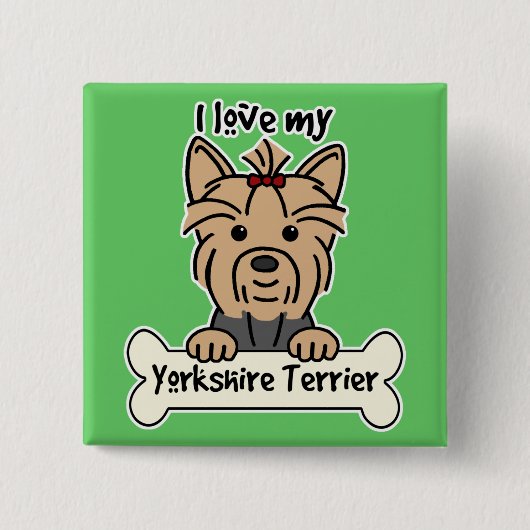 I Liebe mein Yorkshire-Terrier Button (Vorderseite)