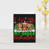 I Liebe meine 1. Klasse Rentiers Weihnachtslehrer Karte (Gelbe Blume)